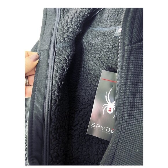 Spyder Logo Womens Black Full Zip Up Stan Up Collar Jacket Activewear Sz XL New - Picture 8 of 11